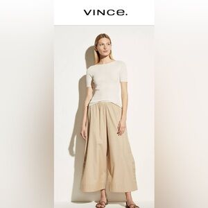Vince Beige Cropped Wide-Leg Pants